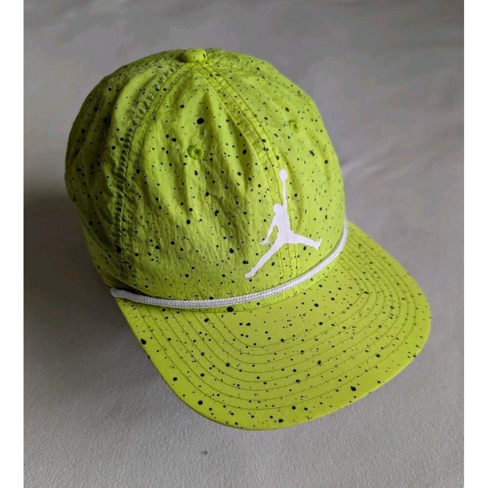 Nike Air Jordan Jumpman Speckled Rope Snapback Hat Yellow Black Print Cap Logo